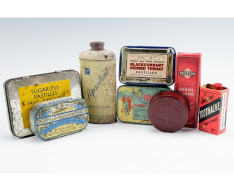 A quantity of vintage new old stock and packaging of dental products including Milton Dental Cream, Pepsodent Tooth Powder, e