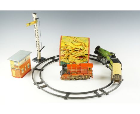 A 1940/1950s Brimtoy tinplate clockwork "Royal Scot 7171" model railway set, 7171 locomotive 15 cm