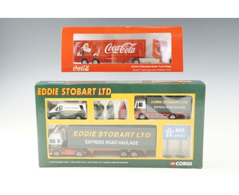A boxed Corgi Eddie Stobart gift set, 716438, together with a boxed Oxford "Coca-Cola Christmas Truck", (both as-new)