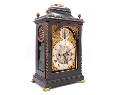 A George III bracket clock by John Prichard of London, having a twin fusee verge movement striking the hours on a bell, the b