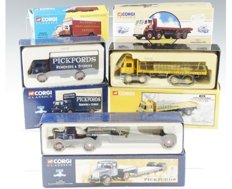 Five Corgi Classics diecast wagons, including Pickfolds, Robsons, etc