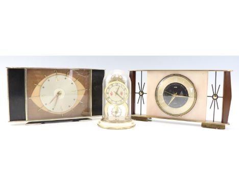 A 1960s Aug Schatz &amp; Sohne of Germany 8-day skeleton clock under a dome, having a 2-jewel unadjusted movement, together w