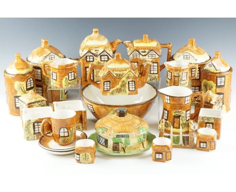 A collection of Price Bros "Cottage Ware" ceramics, including a teapot, toast rack, egg cup, etc