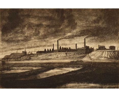 Leonard Brammer (British 1906-1994) "View of Pot Banks (Factory on the Hill, Middleport, Burslem)" 1933, signed in pencil in 