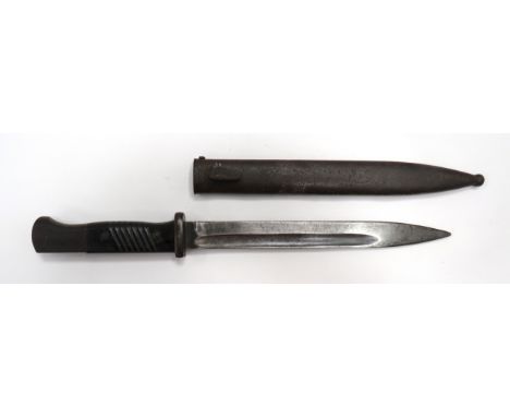WW2 German K98 Mauser Bayonet Matching Numbers9 3/4 inch, single edged blade with fuller.  Forte marked "42 FNJ" and "447h". 