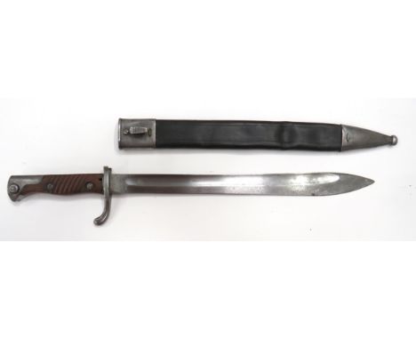 Imperial German Seitengewehr M1898/05 1st Type Butcher Bayonet14 1/2 inch, single edged blade widening towards the point. Lar