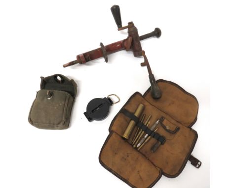 Small Selection Of Various Equipmentconsisting black composite "Engineer" compass.  Complete in its dark green, 1953 dated ca