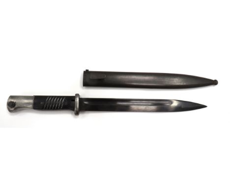 WW2 German K98 Mauser Bayonet Matching Numbers10 inch, single edged, blued blade with fuller.  Forte marked "42 FFC" and "225