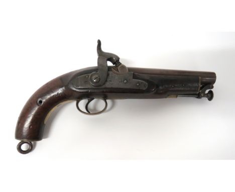1839 Pattern Percussion Sea Service Pistol25 bore, 6 inch, smoothbore barrel.  Breech with various proof and Ordnance stamps.