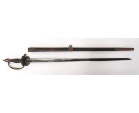 British 1796 Infantry Officer's Sword31 1/2 inch, single edge blade with large fuller.  Traces of etched GR cypher and coat o