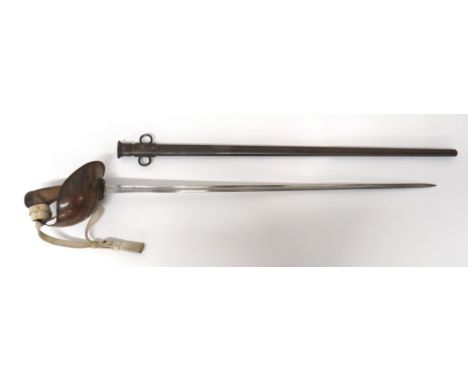 1908 Pattern Cavalry Troopers Sword  35 1/4 inch, single edged, narrow blade with fuller. &nbsp;Forte with maker "Wilkinson" 