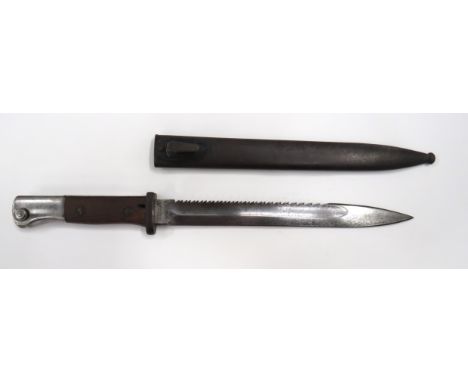 Imperial German Seitengewehr M1884/98 2nd Type Sawback Bayonet10 inch, single edged blade with fuller.  Rear sawback edge.  F