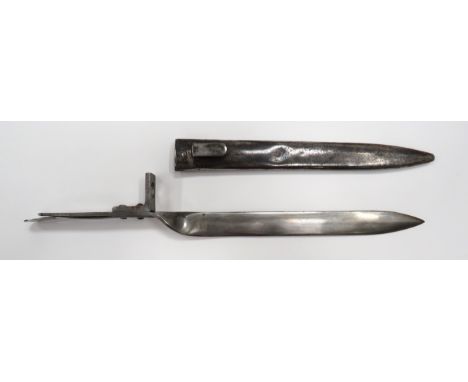 WW1 Austrian Emergency Bayonet9 1/2 inch, double edged blade twisted at the forte to make the grip.  Riveted on steel muzzle 