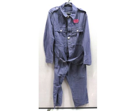 WW2 Pattern ARP Working Boiler Suitdark blue cotton, full suit.  Front fastened by white metal ARP buttons.  Small, turn over