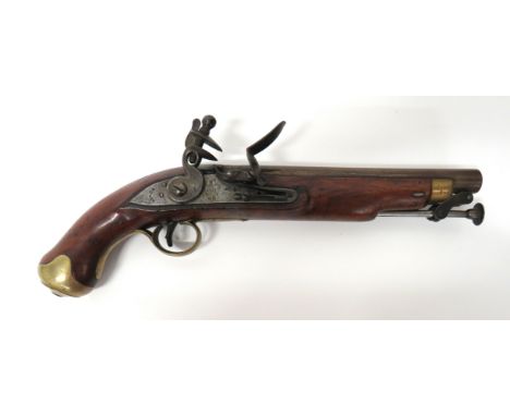 Georgian New Land Light Dragoon Flintlock Pistol16 bore, 9 inch, smoothbore barrel.  Breech with proof stamps.  Lock plate wi