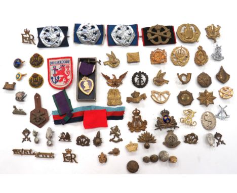 Selection Of Collar And Foreign Badgescollars include pair bullion embroidery KC Suffolk ... White metal sphinx ... Gilt Suff