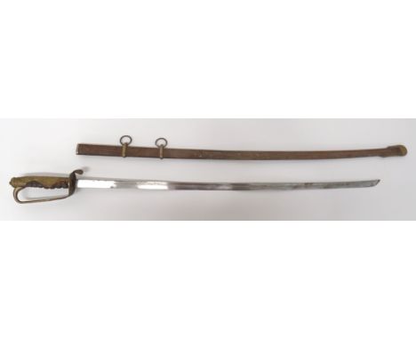 Mid 20th Century Japanese Army/Police Parade Sword29 1/2 inch, single edged blade with narrow fuller.  Cast brass, floral dec