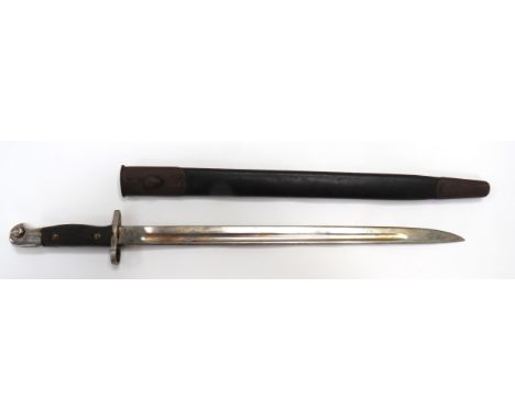 Post WW1 Australian 1907 SMLE Regimentally Marked Bayonet17 inch, plated, single edged blade with fuller.  The forte marked "