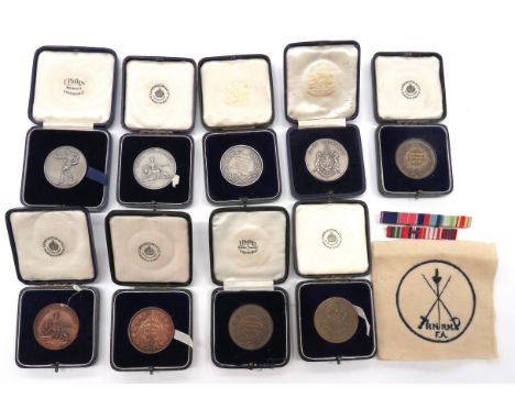 Eight Royal Tournament Medallionsall named to Capt R C Dalglish RN.  Consisting three silver examples for Epee 1925 ... Sabre