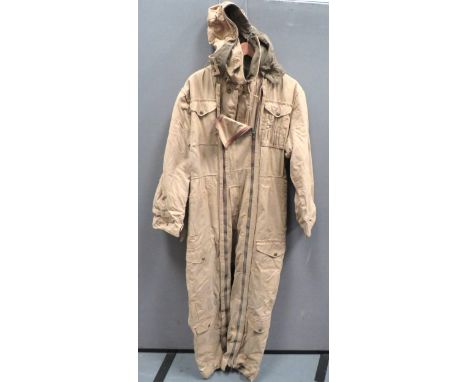 WW2 Dated Tank Crew Winter "Pixie" Oversuitkhaki, heavy waterproof canvas suit.  Two full length opening zips.  Breast pocket