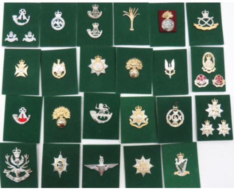 30 x Anodised Infantry Cap And Collar Badgesincluding QC Devonshire Reg ... Royal Northumberland Fus ... SAS ... QC Parachute