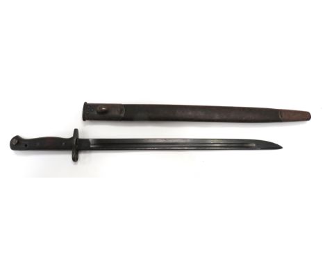 WW1 1907 SMLE Royal Factory Ishapore Manufactured Bayonet16 1/4 inch, single edged blade with back edge sharpened point.  Nar
