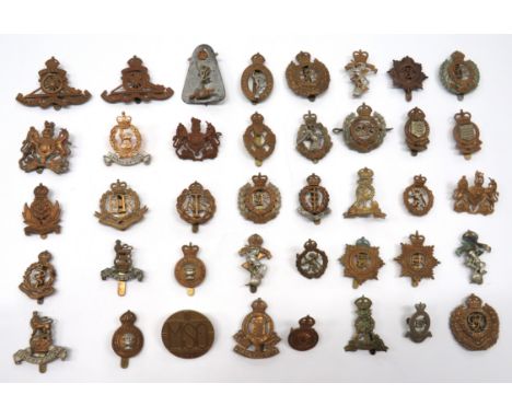40 x Corps Cap Badgesincluding brass KC REME ... Brass MSO. BAOR ... Bi-metal KC REME ... Brass KC Pioneer Corps ... Brass KC