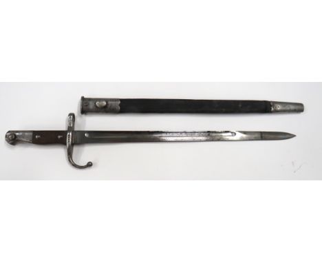 Turkish M1890 Mauser Bayonet18 1/4 inch, single edged blade with back edge sharpened point.  Narrow fuller.  Forte with Turki
