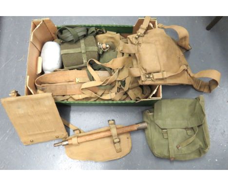 Selection Of 1937 Pattern Webbing Equipmentincluding map case ... Entrenching tool in canvas carrier ... Ammunition box carri