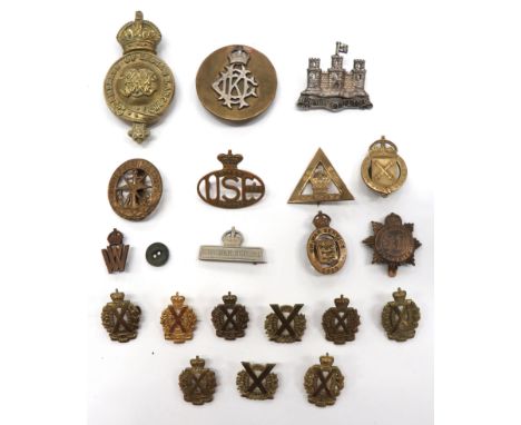 20 x Various Collar, Lapel and Horse Badgesincluding pair brass Scottish Horse collar .... Pair brass QC Scottish Horse colla