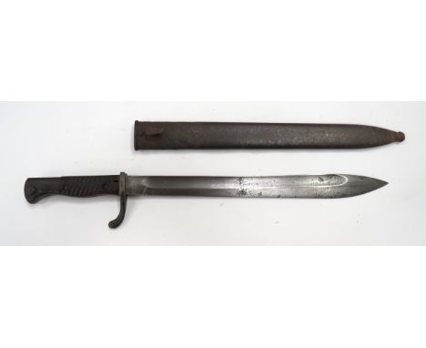 Imperial German Seitengewehr M1898/05 Butcher Bayonet14 1/2 inch, single edged blade widening towards the point. Wide fuller.