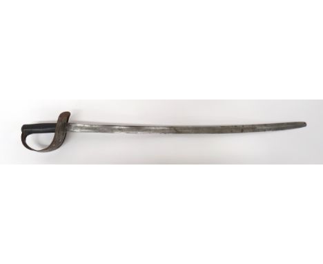 British 1885 Pattern Cavalry Trooper's Sword33 1/2 inch, single edged, slightly curved blade.  Tip now rounded.  Forte with c