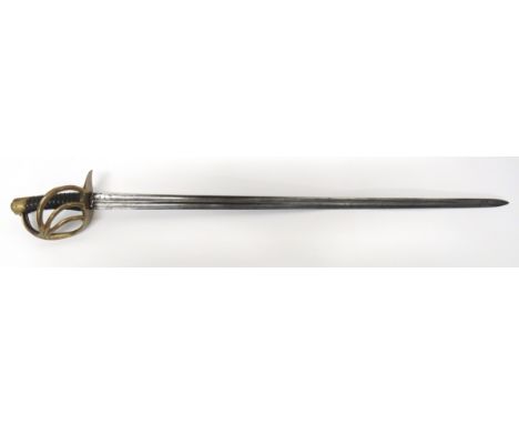 French AN XI 1802-16 Pattern Heavy Cavalry Sword37 3/4 inch, single edged, spear point blade.  Double fullers.  Back edge wit