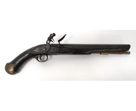 Georgian 1801 Pattern Long Sea Service Flintlock Pistol25 bore, 12 inch, smoothbore barrel.  Breech with proof stamps.  Lock 
