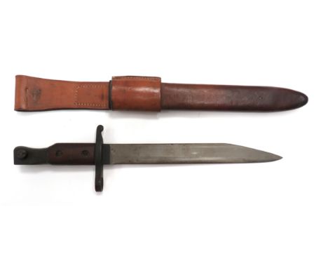 Canadian M1910 Ross Bayonet10 1/4 inch, single edged blade with modified sharpened point.  Blackened steel muzzle ring, cross