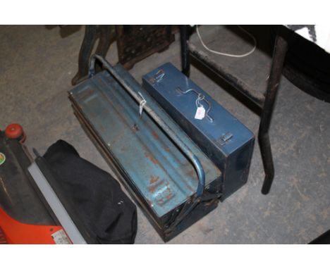 2 metal tool boxes (1 with tools)