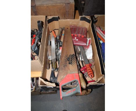 Box of tools, screwdrivers, pliers etc