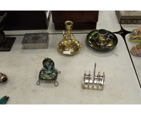 Danish metal dish, plated box, chamber stick, etc.