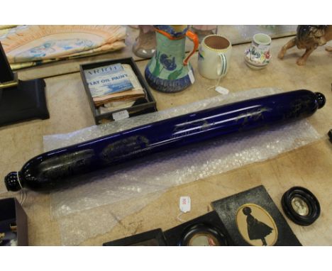 Bristol blue glass rolling pin 'Mrs Eliza Owens'