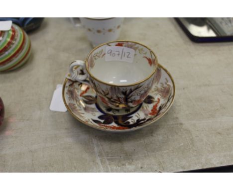 Caughley tea bowl & saucer + London shape floral trio