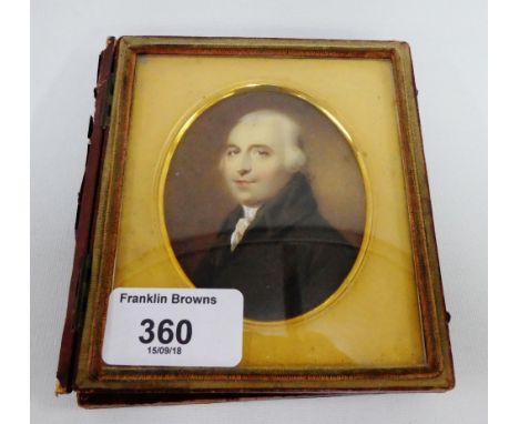 19th century portrait miniature of a 'Gentleman', signed with initials EAS and dated 1861, in a gilt mount and glazed frame w
