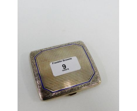 Silver cigarette case with engine turned decoration and foliate borders, stamped 925, 9 x 8cm 