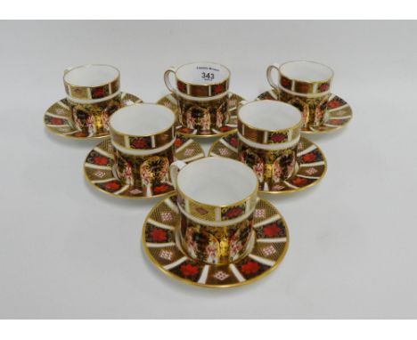 Set of six Royal Crown Derby 'Imari' pattern 1128 coffee cans and saucers, (12) 