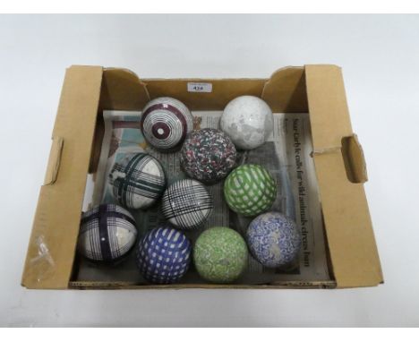 Collection of ten Scottish sponged ceramic carpet bowls to include the Jack , (10) 