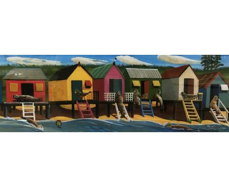 Brian Lewis (Briitish, Contemporary),'Seal Bank Holiday', 2008, limited edition print, signed and numbered (19/500), framed a