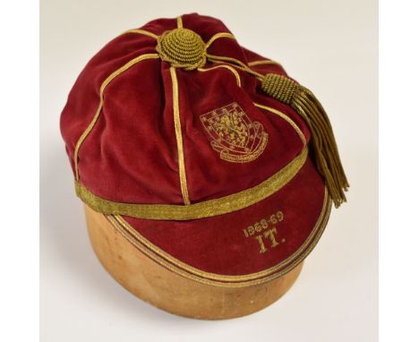 1968-69 WALES SOCCER CAP WORN BY CLIFF JONES v ITALY  Condition: excellent and bearing stitched label to the interior with na