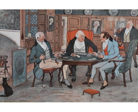 After Stanley Cock (20th century) a print depicting tavern gamblers, 33 x 49cm, dark oak framed and glazed, 47 x 62cm