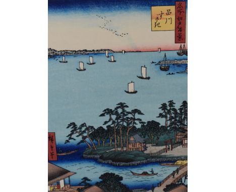 10 Japanese Woodblock Prints: (U-70) Hiroshige Ando (1797-1858) 'asakusa Kinryuzan Temple, one of the 100 famous views of Edo