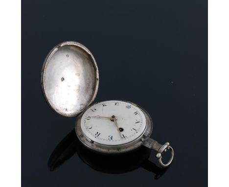 A George III silver cased hunter pocket watch, William Clark of Long Buckby, 1804, the white enamel dial with letter markers 