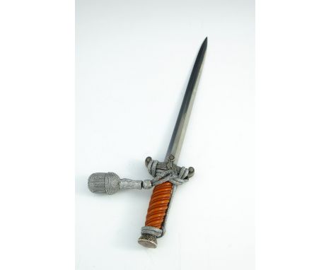 World War Two German Army (Wehrmacht) Officer's dress dagger, housed in hammered scabbard with two hanging strap rings and si